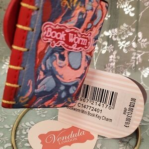 Vendula London "BookWorm" Mini Book Key Charm -Blue & Coral *Discontinued/ Rare*